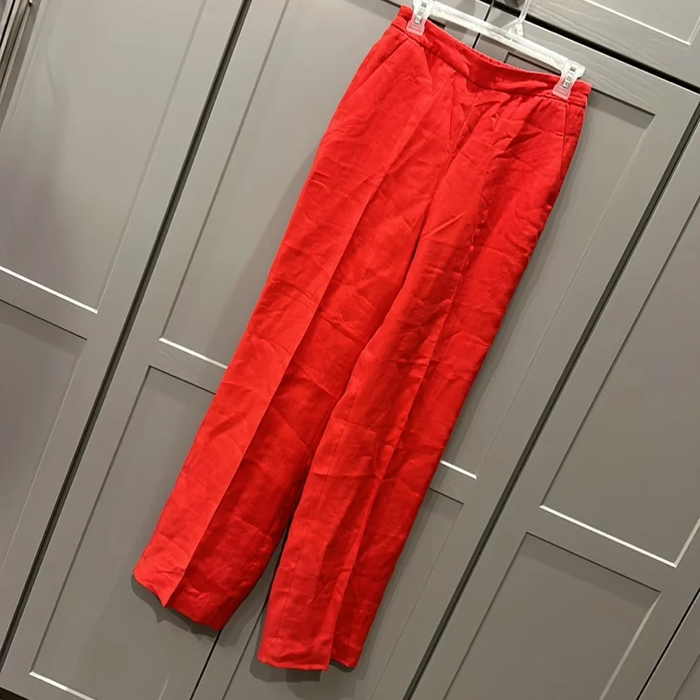 New Zara red linen trousers
